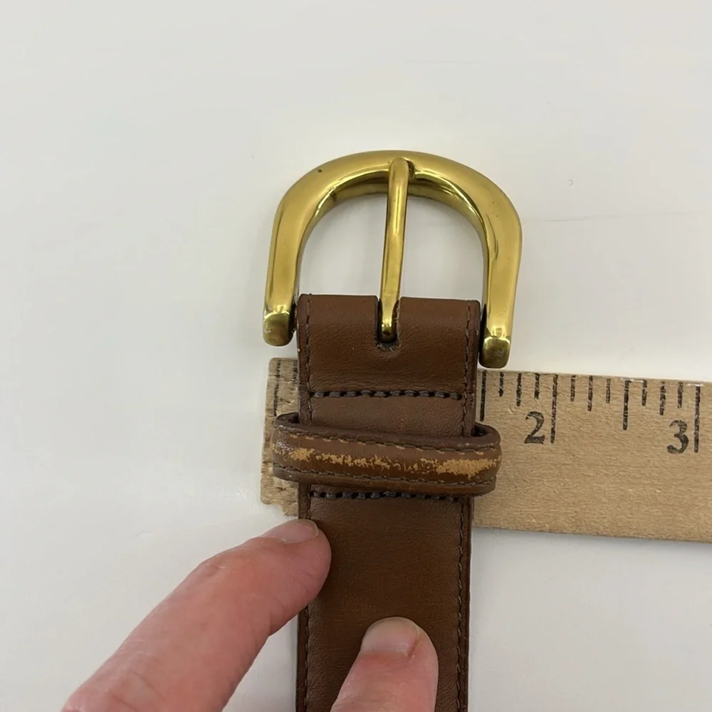 Vintage Lands End 506 Brown Leather Belt w/ Brass Buckle- Women’s Size Small